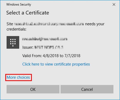 Select a certificate