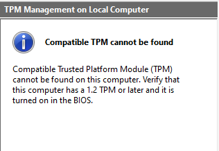 No TPM chip found